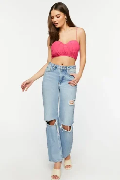 Shirred Cropped Bustier Cami