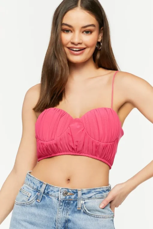 Shirred Cropped Bustier Cami