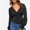 Shirred Lace-Trim Top