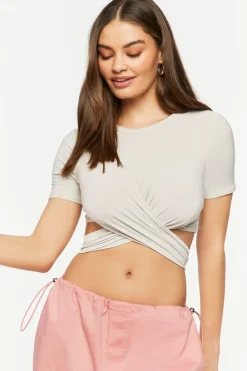Short-Sleeve Crossover Crop Top