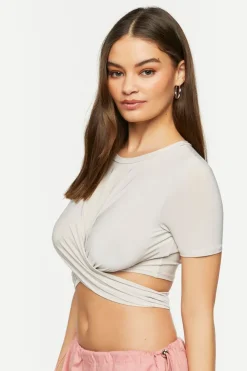 Short-Sleeve Crossover Crop Top