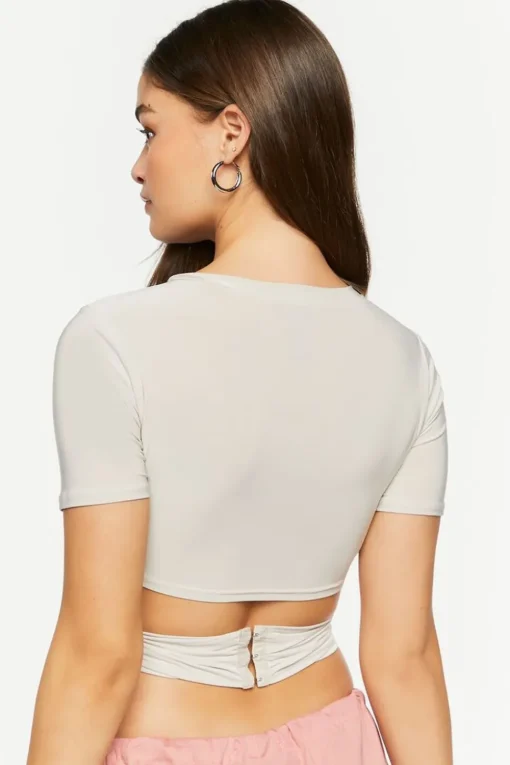Short-Sleeve Crossover Crop Top