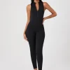 Sleeveless Half-Zip Fitted Jumpsuit