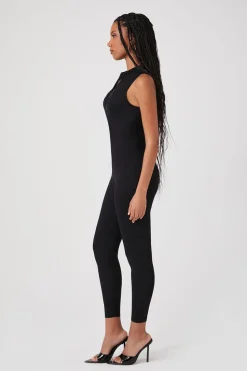 Sleeveless Half-Zip Fitted Jumpsuit