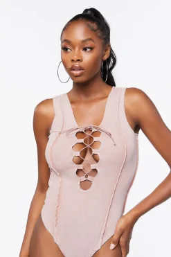 Sleeveless Lace-Up Bodysuit