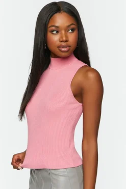 Sleeveless Mock Neck Sweater-Knit Top