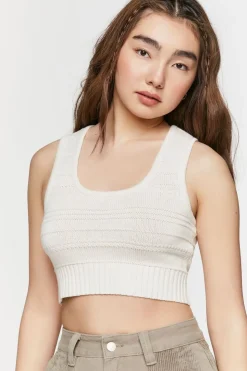 Sleeveless Sweater-Knit Crop Top