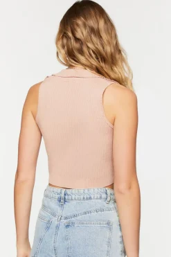 Sleeveless Sweater-Knit Crop Top