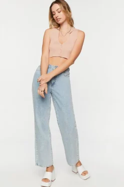 Sleeveless Sweater-Knit Crop Top
