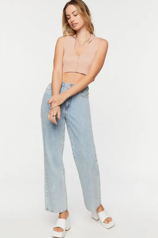 Sleeveless Sweater-Knit Crop Top