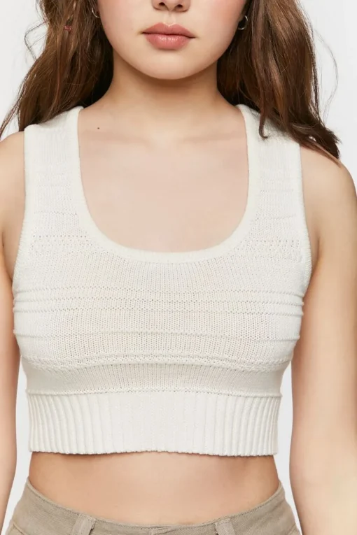 Sleeveless Sweater-Knit Crop Top