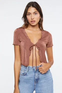 Slinky Self-Tie Crop Top