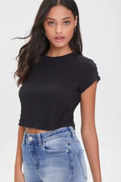 Smocked Cap-Sleeve Tee