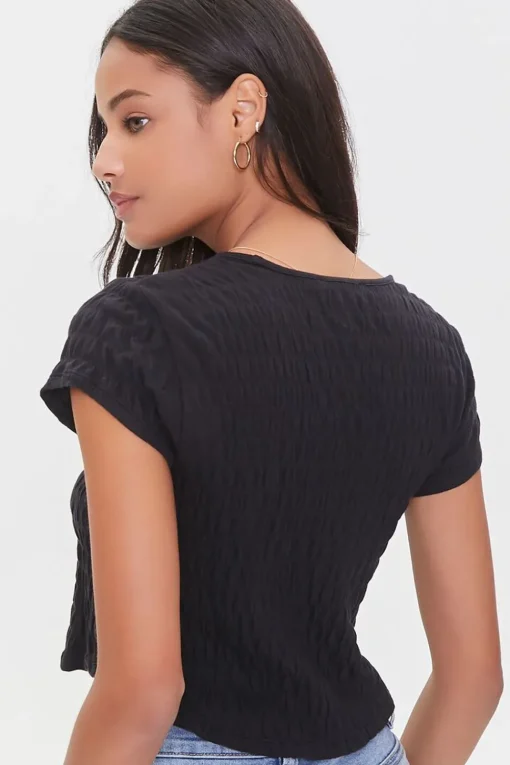 Smocked Cap-Sleeve Tee