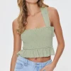 Smocked Crisscross Crop Top