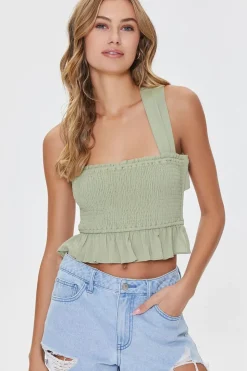 Smocked Crisscross Crop Top