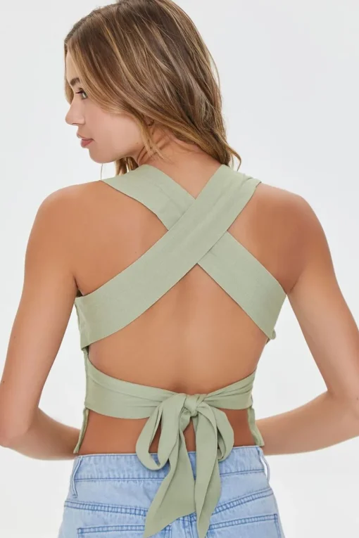 Smocked Crisscross Crop Top