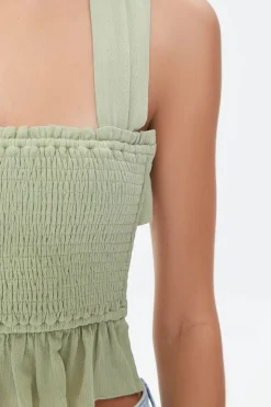 Smocked Crisscross Crop Top
