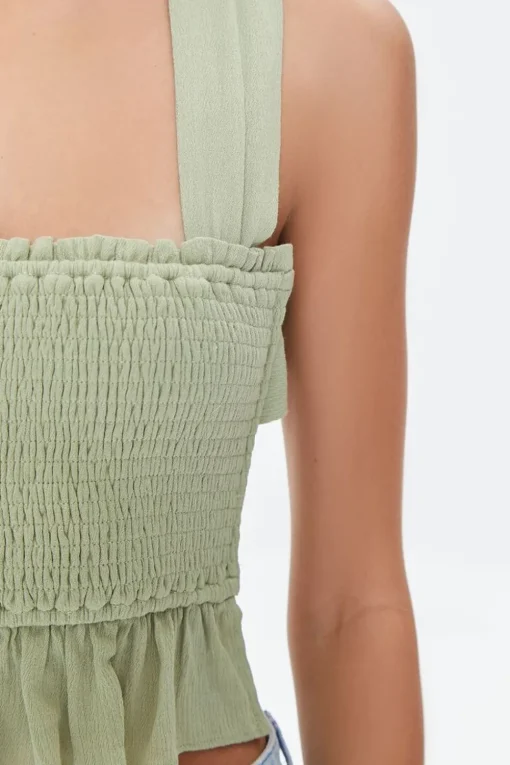 Smocked Crisscross Crop Top