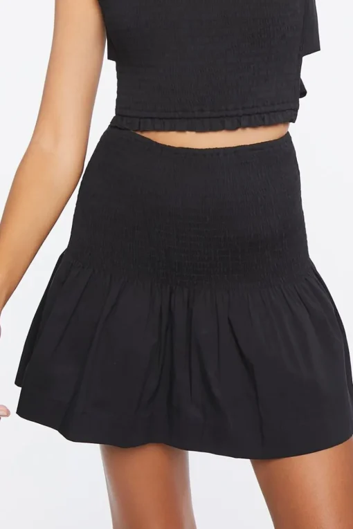 Smocked Crop Top & Drop-Waist Skirt