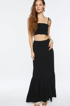 Smocked Cropped Cami & Tiered Skirt Set