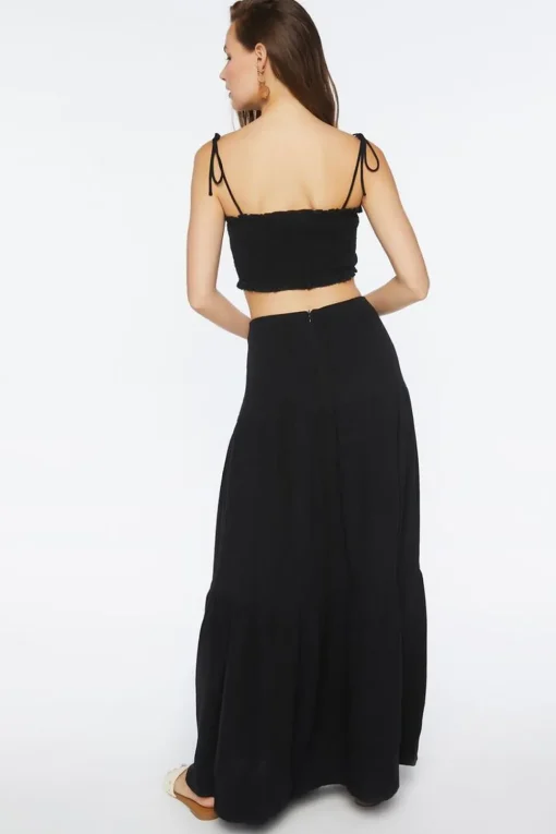 Smocked Cropped Cami & Tiered Skirt Set
