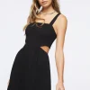 Smocked Cutout Mini Dress