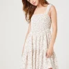 Smocked Floral Print Mini Dress