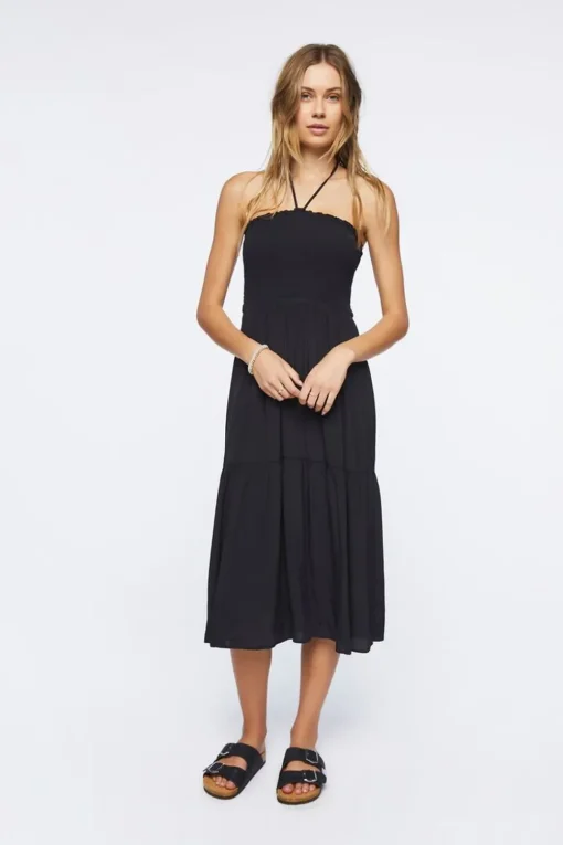 Smocked Halter Midi Dress