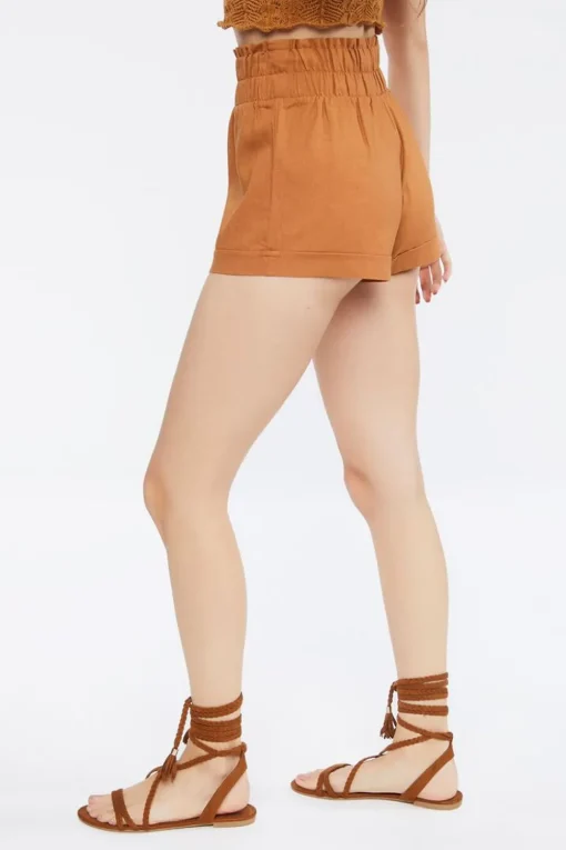 Smocked Linen-Blend Shorts