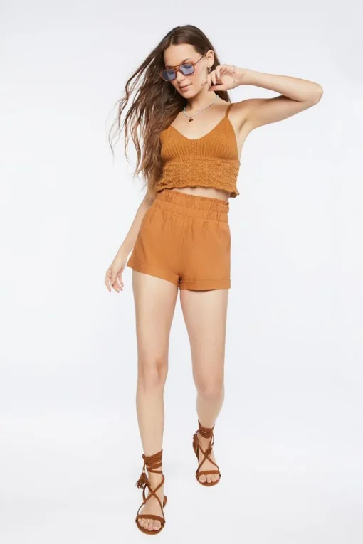 Smocked Linen-Blend Shorts
