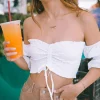 Smocked Off-The-Shoulder Crop Top