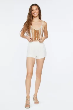 Smocked Paperbag Linen-Blend Shorts