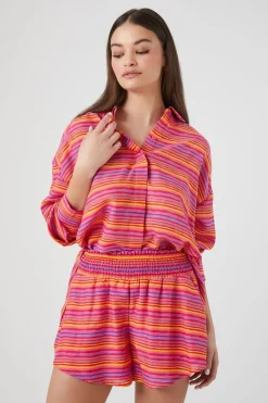 Smocked Striped Pull-On Shorts