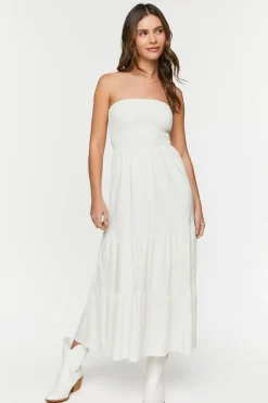 Smocked Tiered Tube Maxi Dress