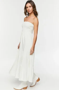 Smocked Tiered Tube Maxi Dress