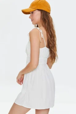 Smocked Tie-Strap Mini Dress