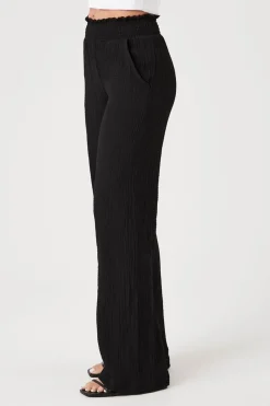 Smocked Wide-Leg Pants