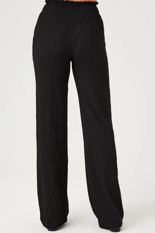 Smocked Wide-Leg Pants