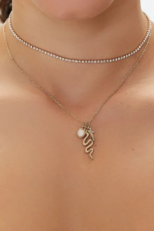 Snake & Cross Pendant Necklace Set