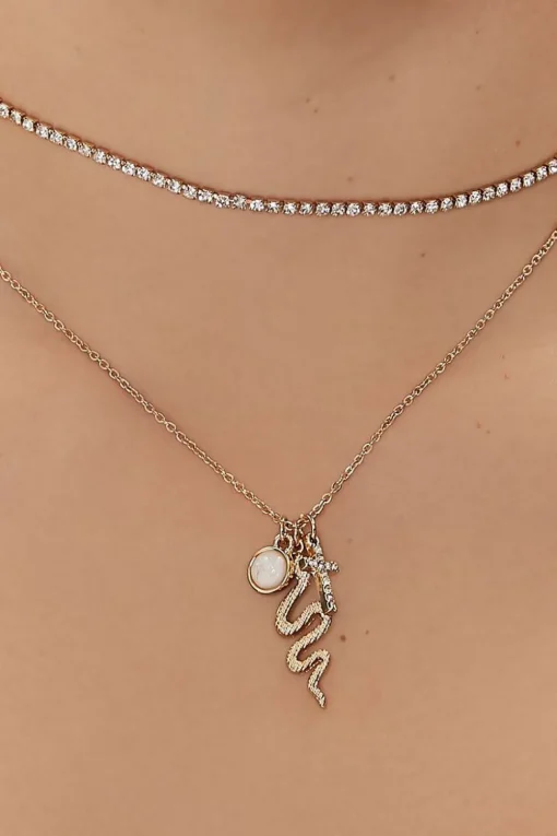 Snake & Cross Pendant Necklace Set