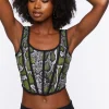 Snakeskin Print Corset Crop Top