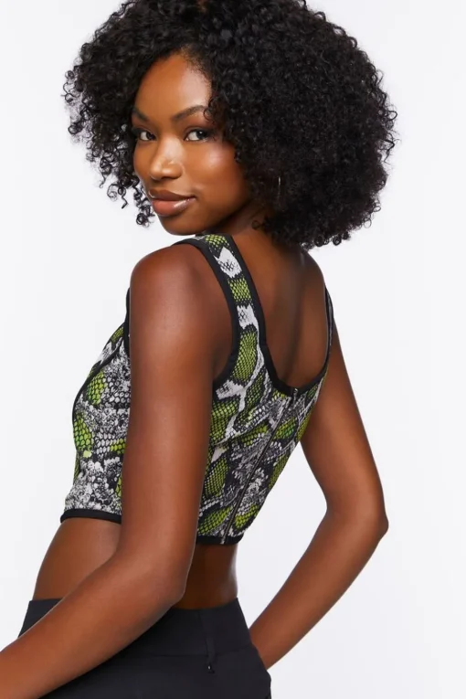 Snakeskin Print Corset Crop Top