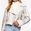 Snakeskin Print Moto Jacket