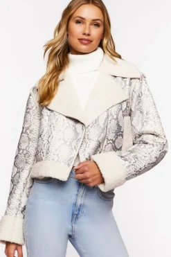 Snakeskin Print Moto Jacket