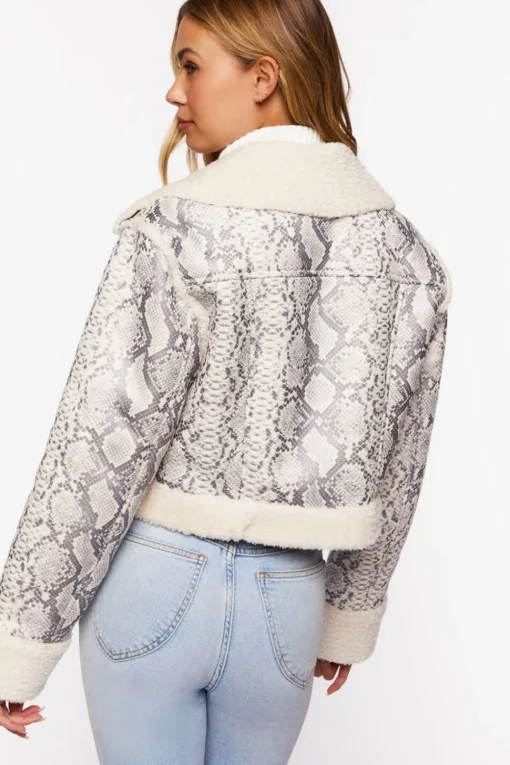 Snakeskin Print Moto Jacket