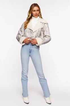 Snakeskin Print Moto Jacket
