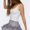 Snakeskin Print Tiered Mini Skirt