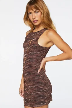 Space Dye Cutout Mesh Mini Dress