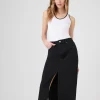 Split-Hem Denim Maxi Skirt